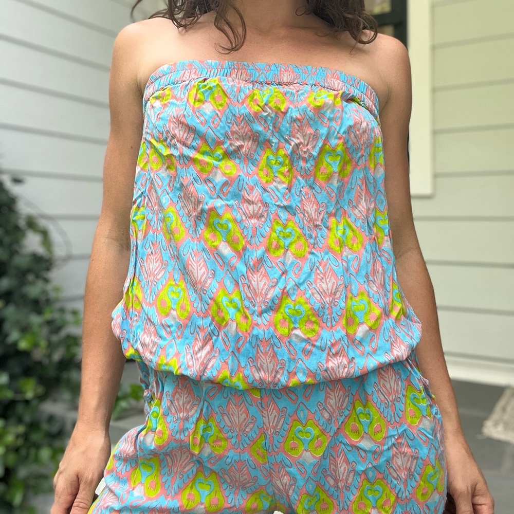 One-Of-A-Kind Colorful Strapless Jumpsuit